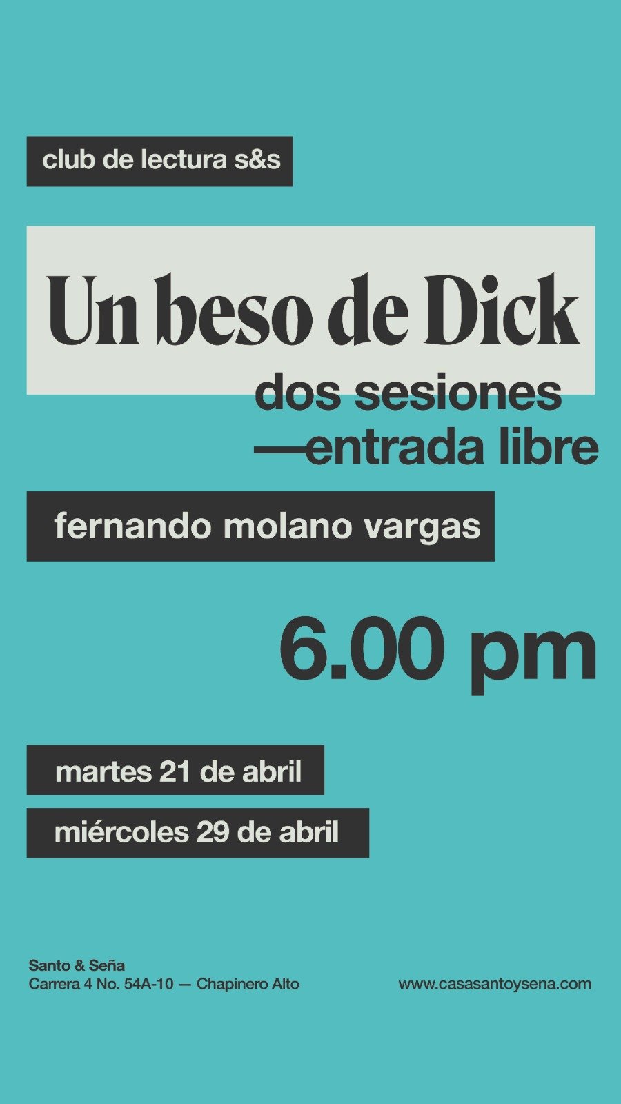 Club de lectura S&S: «Un beso de Dick»
