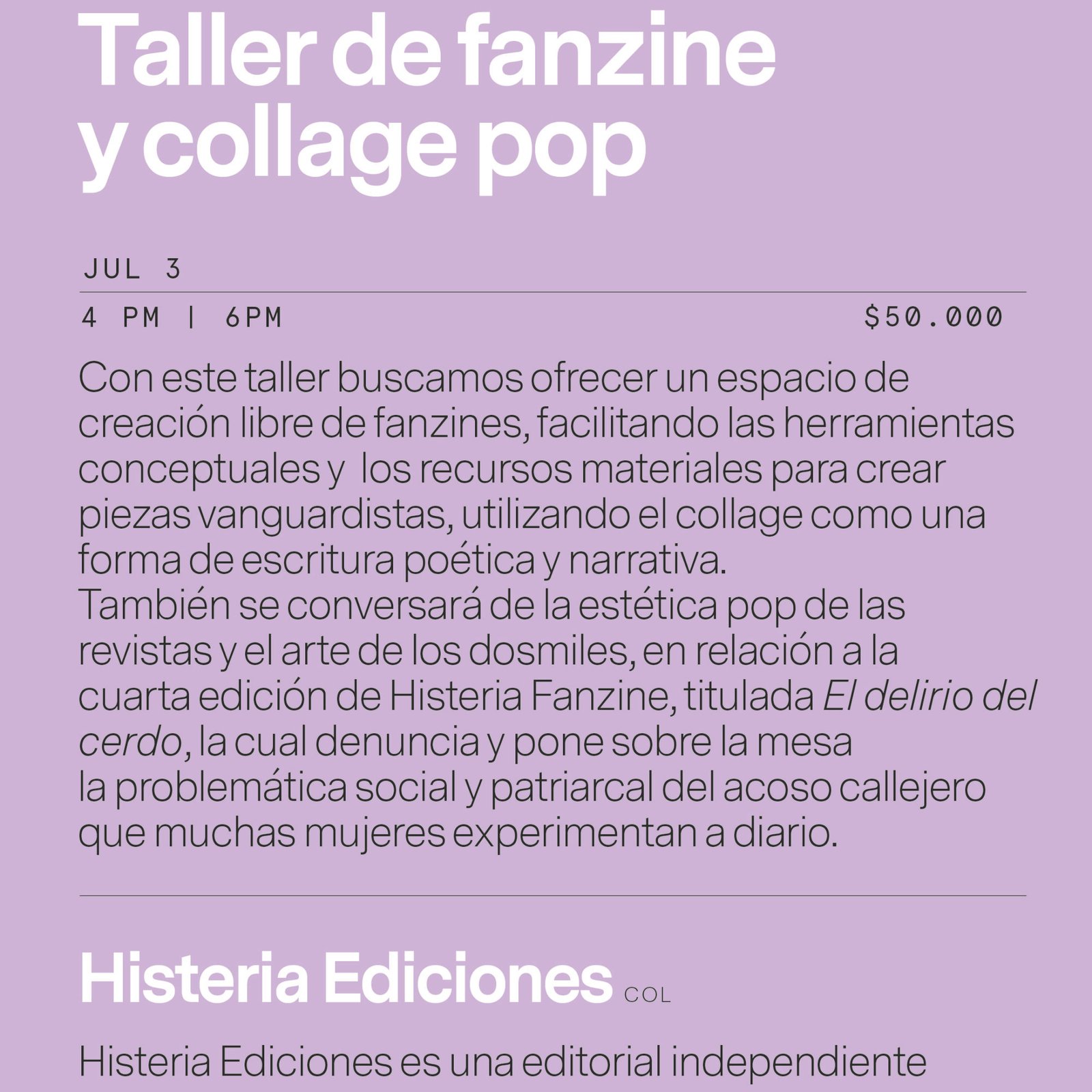Taller de fanzine y collage pop